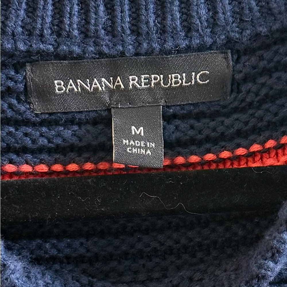 Banana Republic Navy and Orange Striped Sweater with Ruffle Shoulder Size M - Picture 6 of 8